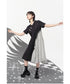 Pin Detail Contrast Wrap Dress